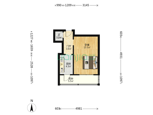 湖心巷 1室0厅1卫 22平方