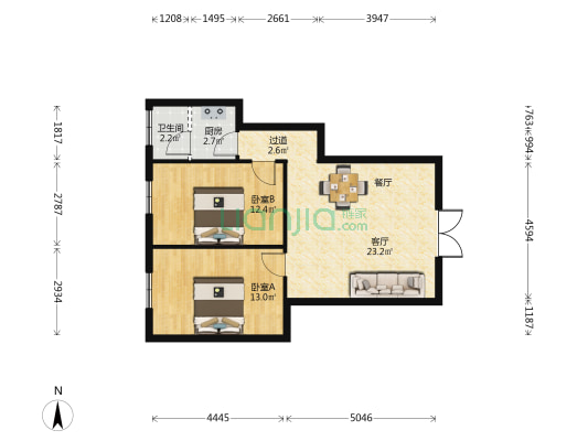 洋环村 2室1厅1卫 99平方
