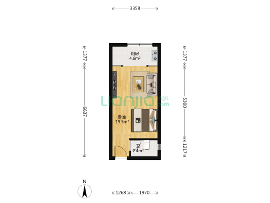 新远时代 1室0厅1卫 40平方