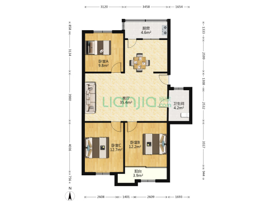 隔岸垟北苑 3室1厅1卫 99平方