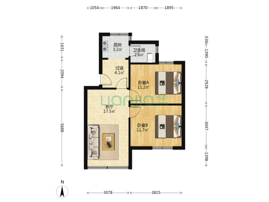 文化六村 2室1厅1卫 60平方
