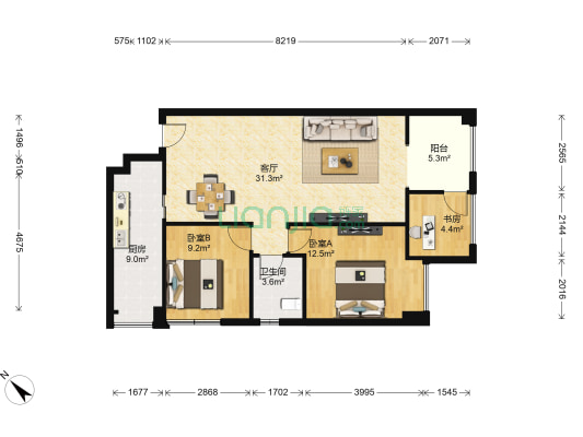 新神风金牛座 3室1厅1卫 80平方