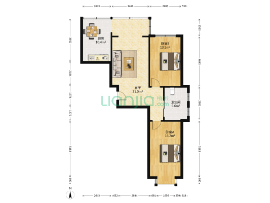 金安华城 2室1厅1卫 100平方