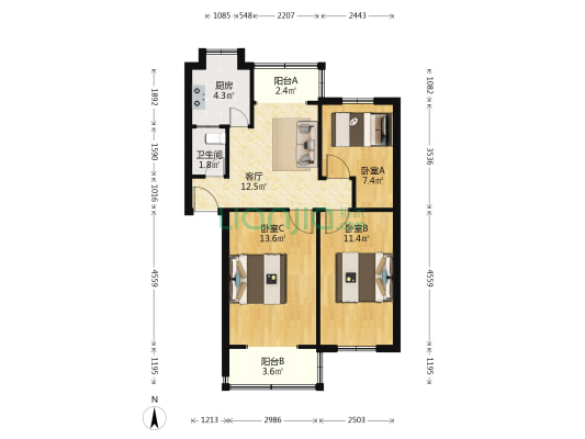 南阳路209号 3室1厅1卫 71平方
