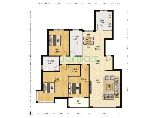 中润·华侨城六组团 3室2厅2卫 168平方