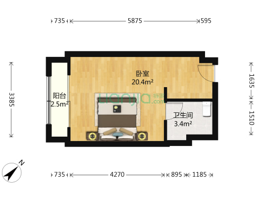 南庄威尼水岸 1室0厅1卫 45平方