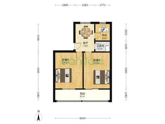 新桥头村 3室1厅1卫 56平方