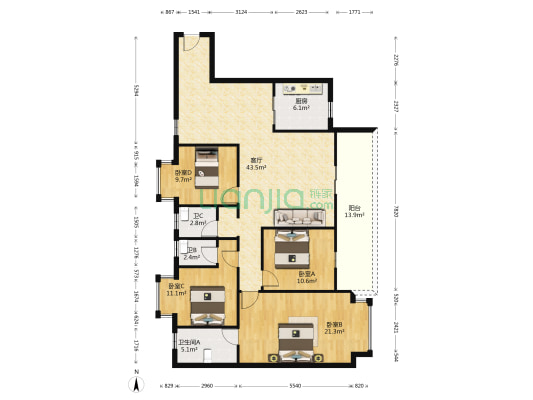 金域豪庭 4室1厅3卫 149平方