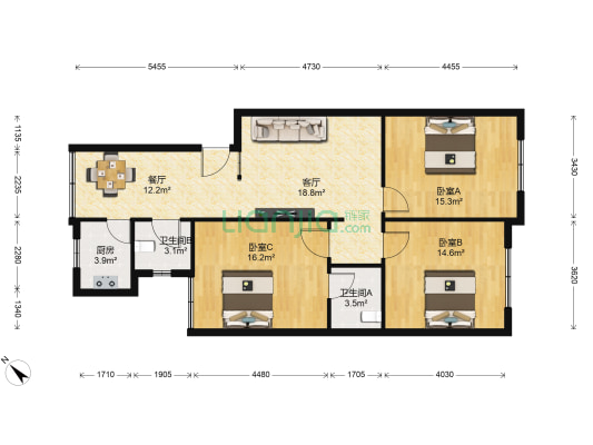 文星巷8号 3室2厅2卫 120平方