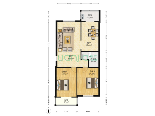平顺社区 2室2厅1卫 113平方