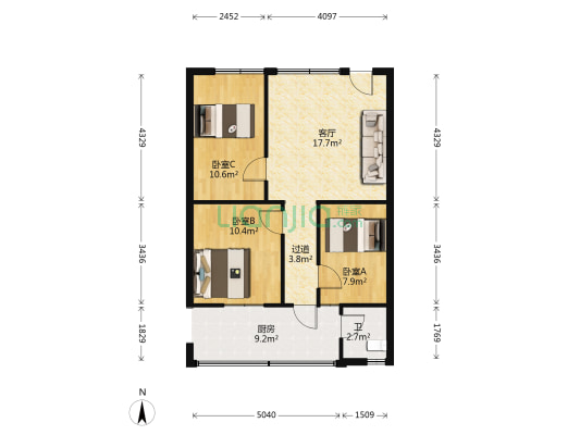 怡富尚苑 3室1厅1卫 76平方