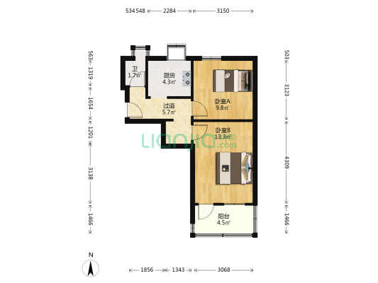 经七纬四路186号 2室0厅1卫 45平方