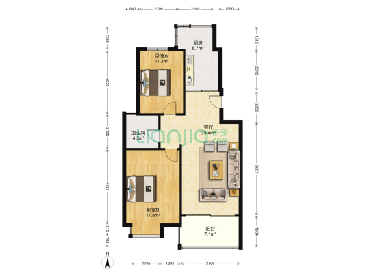凤凰花园 2室1厅1卫 92平方
