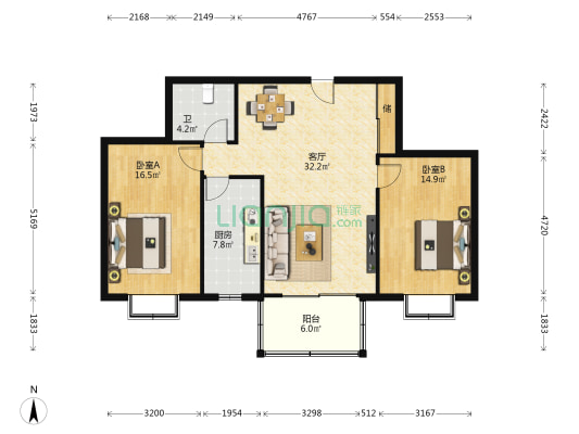省四建高层 2室1厅1卫 114平方