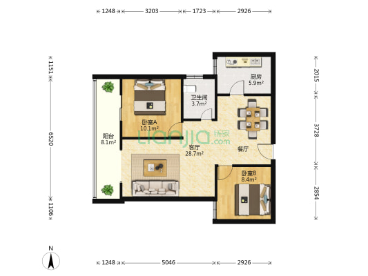 心悦园 2室1厅1卫 88平方