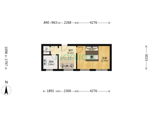 妇幼保健家属院小区 1室1厅1卫 33平方