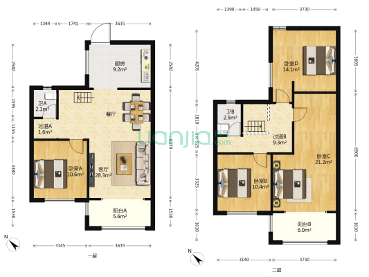 新希望白麓城馨璟苑 4室1厅2卫 115平方