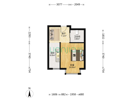 威克港湾 1室1厅1卫 47平方