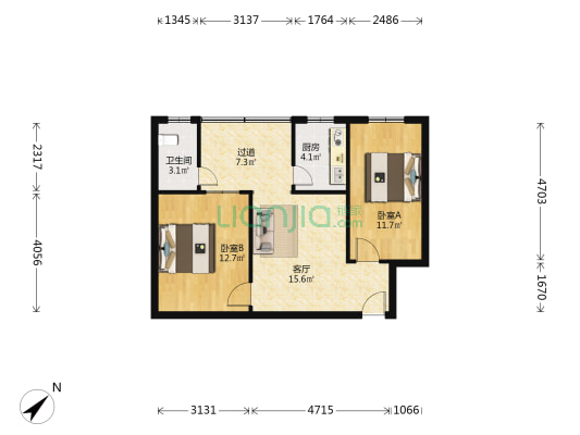 铁西街17号居民楼 2室1厅1卫 62平方