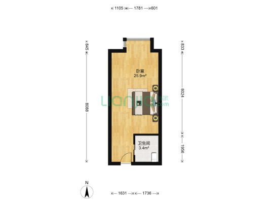 天时非常空间 1室0厅1卫 40平方