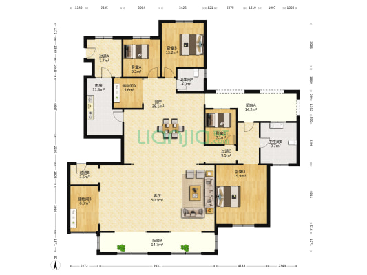 康大山语海 4室2厅2卫 255平方