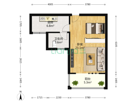 安厦世纪城揽翠湾 1室0厅1卫 46平方