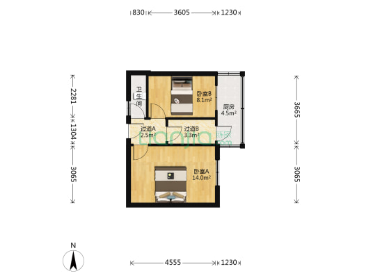建设北路111号院 2室0厅1卫 40平方