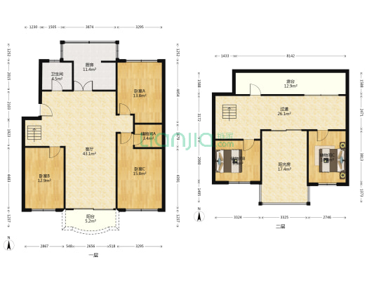 翡翠园一村 3室1厅1卫 164平方