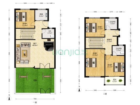 望山舒院 4室1厅3卫 170平方