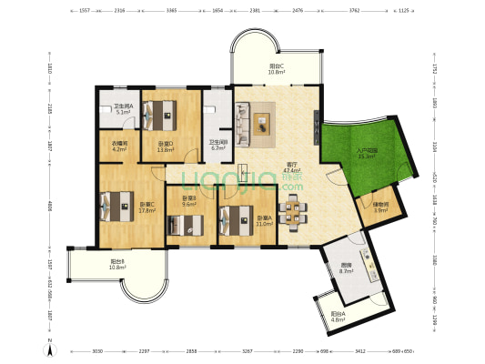 长丰源 4室1厅2卫 188平方