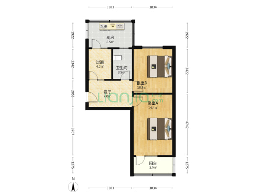 五十四所研究所生活区北院 2室1厅1卫 55平方