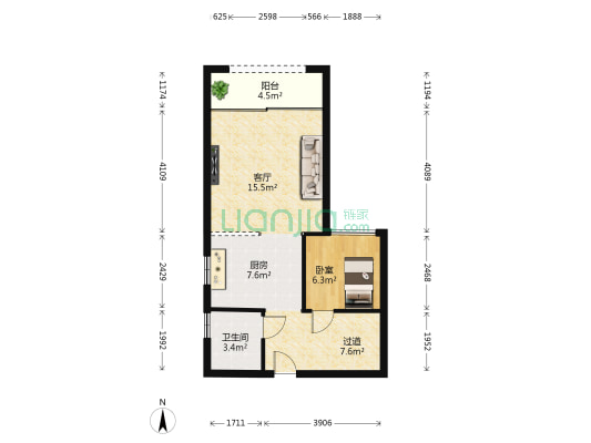馨隆天地 1室1厅1卫 87平方