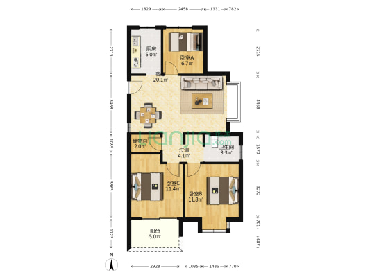 和淳雅苑 3室1厅1卫 95平方