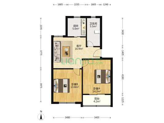 吴杨路55弄 2室1厅1卫 75平方