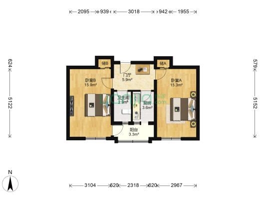南华东街甲2号院 2室0厅1卫 62平方