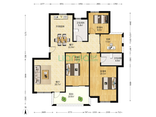 平安家园 4室2厅2卫 139平方