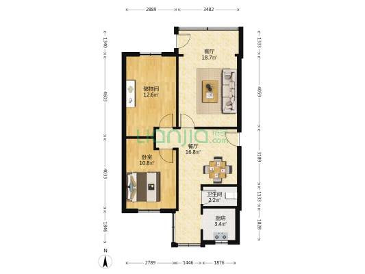 双林路196号 1室2厅1卫 82平方