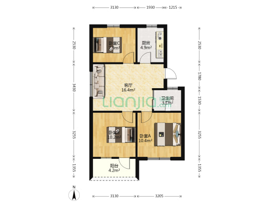 黄土坑东路69号 3室1厅1卫 67平方
