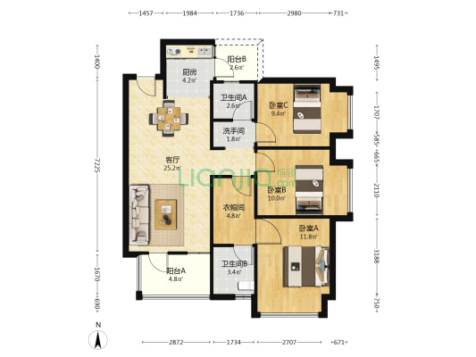 兴唐悦府一期 3室1厅3卫 99平方
