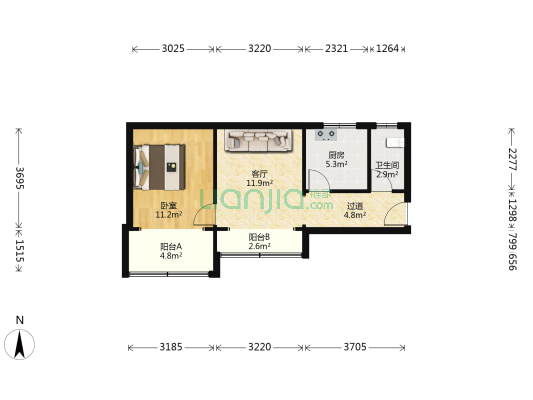 经七路26号 1室1厅1卫 55平方