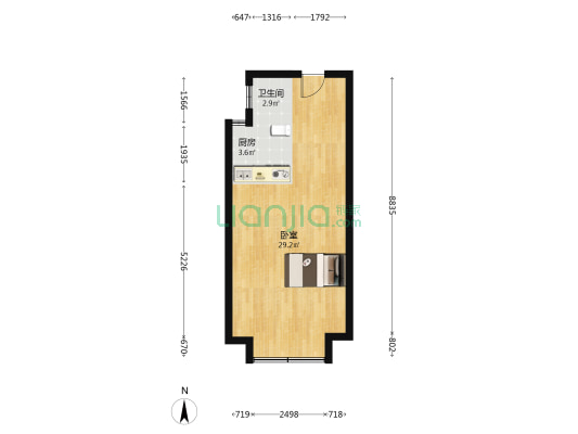 长乐铂景湾 1室0厅1卫 52平方