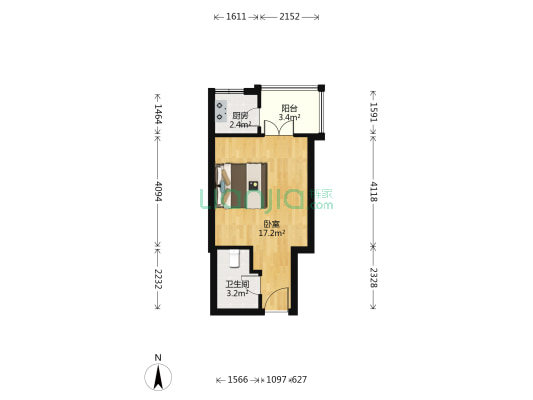 宝龙国际酒店公寓 1室0厅1卫 37平方