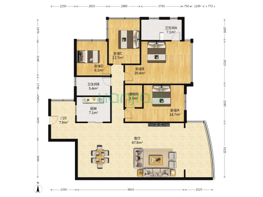 建和欣苑 4室1厅2卫 167平方