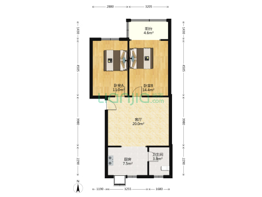 汉阳大街14号 2室1厅1卫 74平方