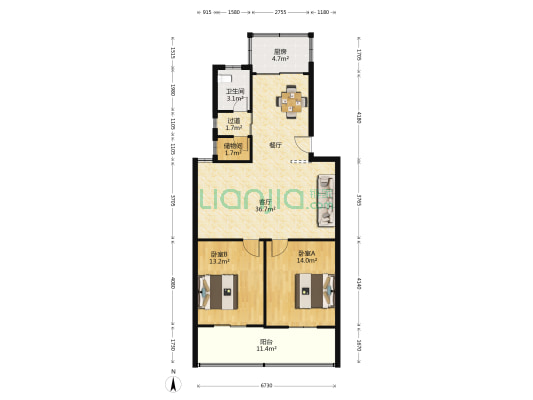 西园新村二园巷 2室1厅1卫 98平方