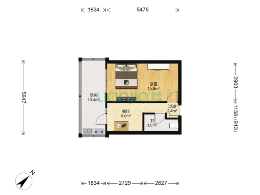 北安街 1室1厅1卫 36平方