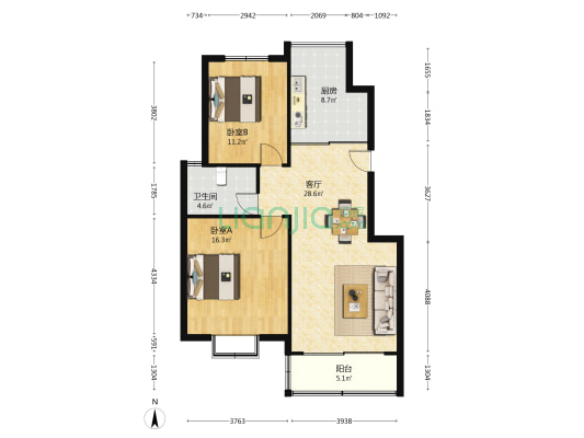 帝璟湾 2室1厅1卫 99平方