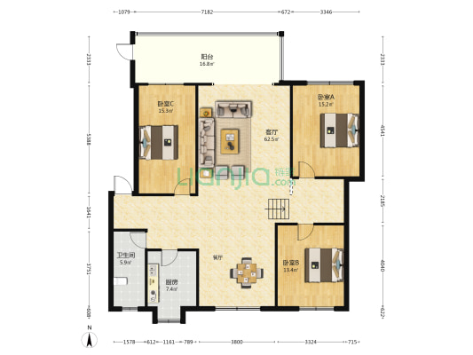 襄州区市政管理处家属院 3室1厅1卫 145平方