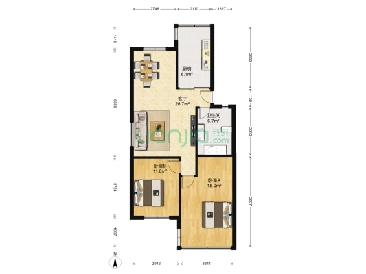 大埠东小区 2室1厅1卫 88平方