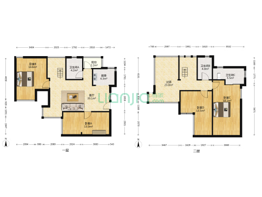 万科四季花城茉莉苑 4室1厅3卫 100平方